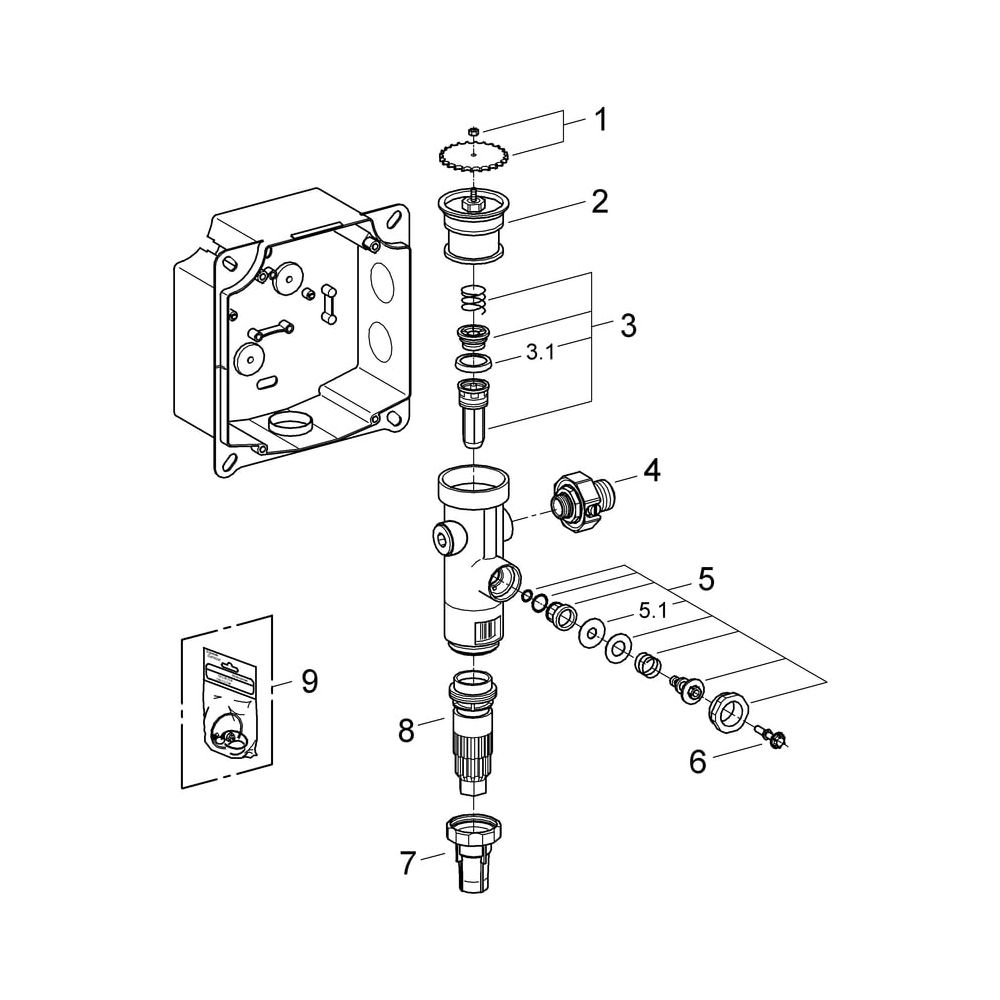 Grohe WC-Druckspüler Wandeinbau DN 20 Vorabsperrung ohne Abdeckplatte, 37153000... GROHE-37153000 4005176142864 (Abb. 7)