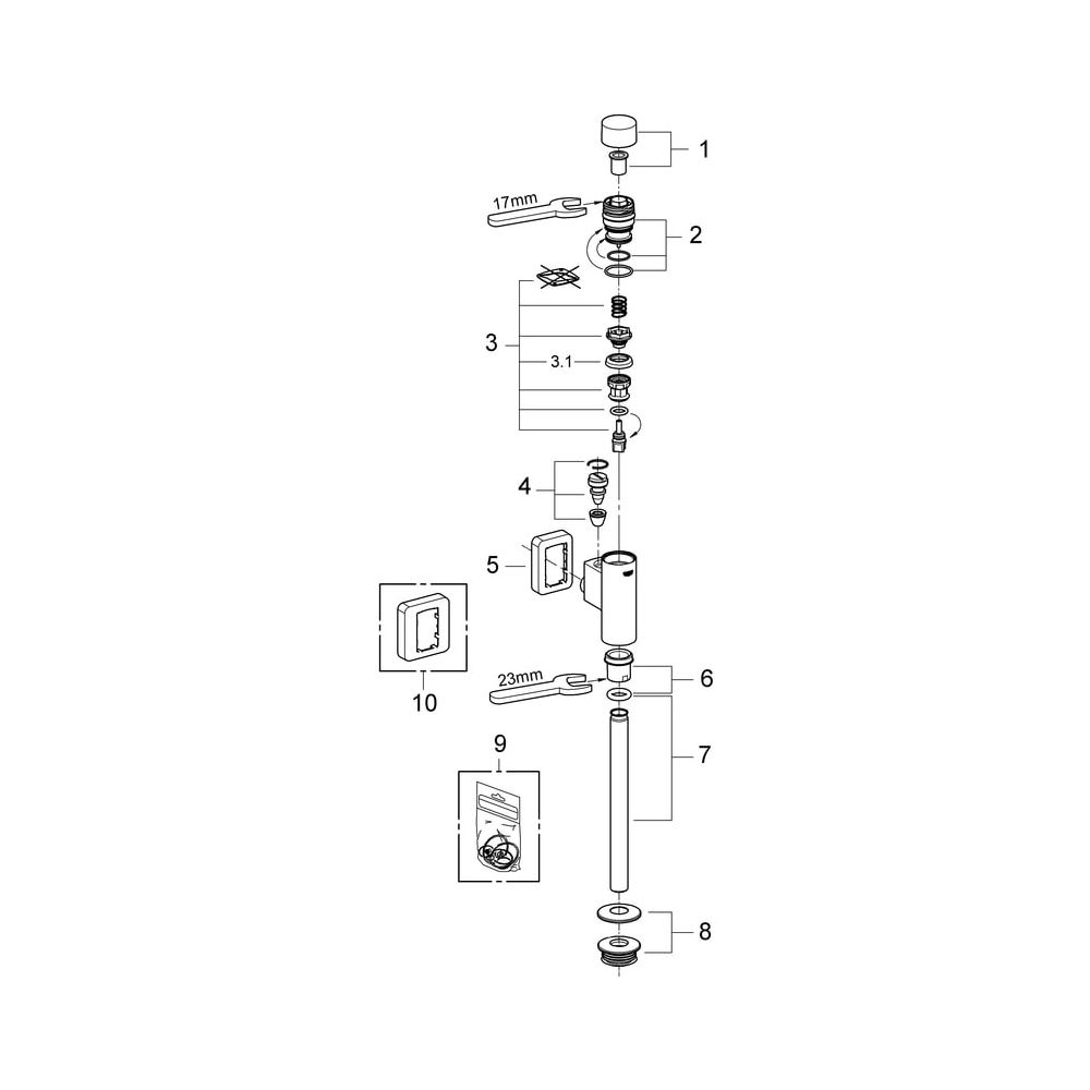 Grohe Urinal-Druckspüler Rondo, DN 15, integrierte Vorabsperrung, vandalensicher durch ... GROHE-37342000 4005176837951 (Abb. 5)