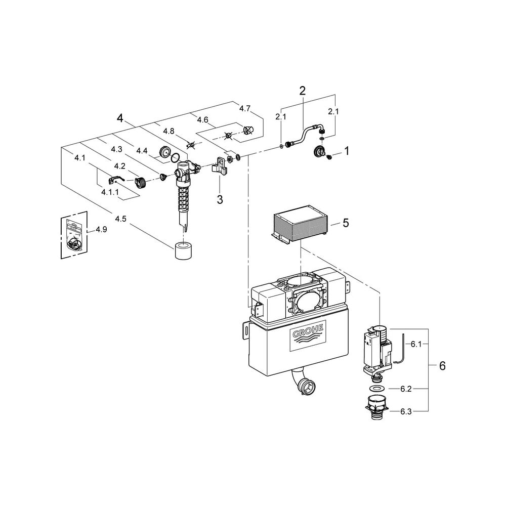 Grohe WC-Spülkasten, Wandeinbau, Spülmenge 6-9 Liter, 0,82m Bauhöhe, 38422000... GROHE-38422000 4005176275203 (Abb. 7)