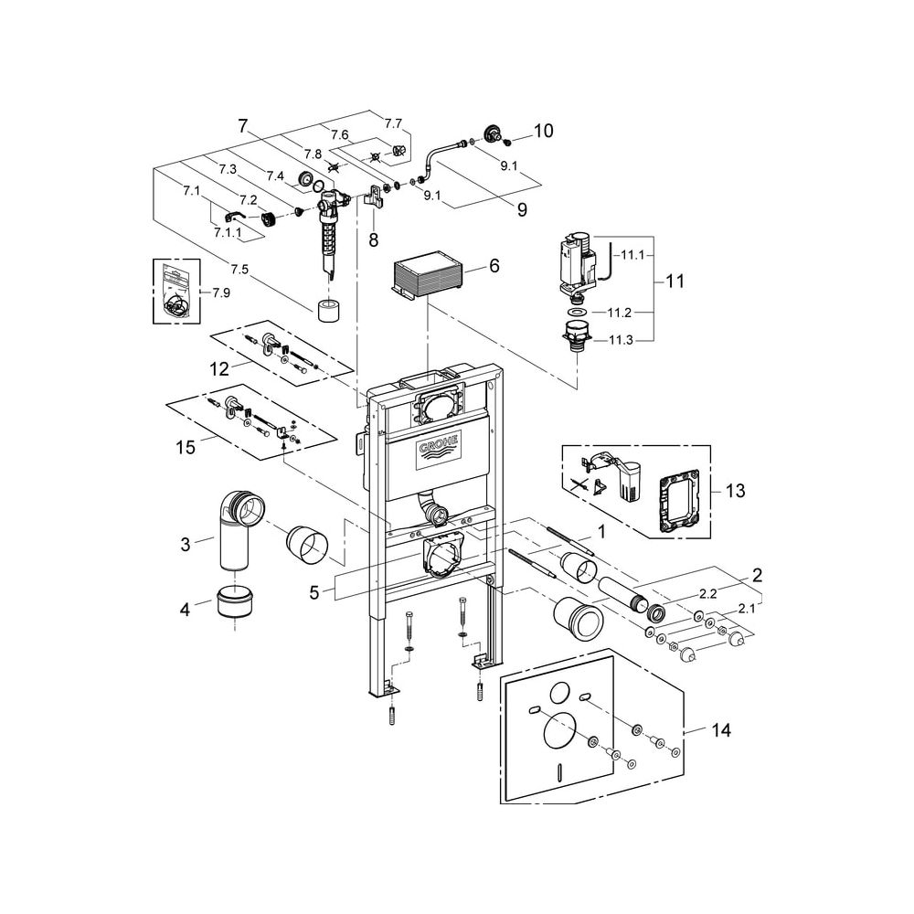Grohe Wand-WC-Element Rapid SL, 0,82m Bauhöhe, mit Spülkasten 6-9 Liter, für Vorwand-/S... GROHE-38526000 4005176291050 (Abb. 7)