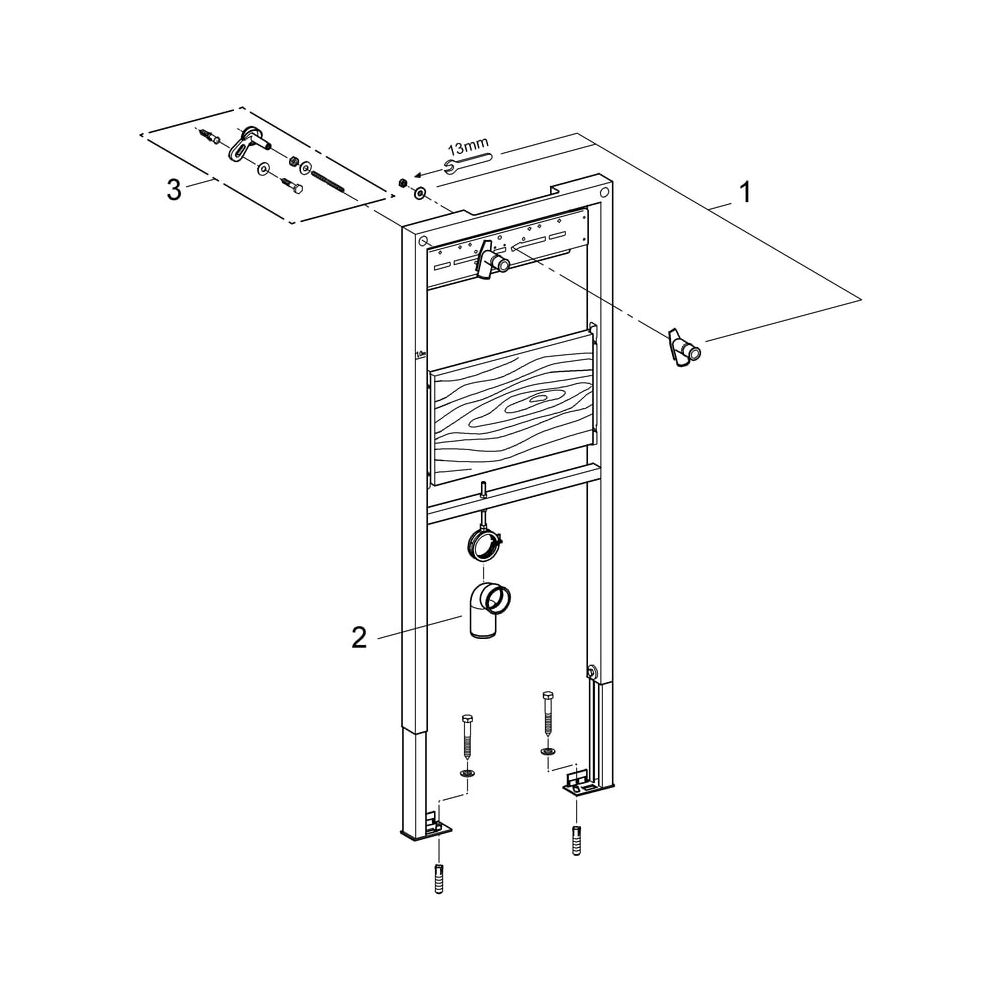 Grohe Rapid SL Ausguss-Element, 1,30m Bauhöhe, Vorwand- oder Ständerwandmontage, 2 Arma... GROHE-38544000 4005176291265 (Abb. 5)