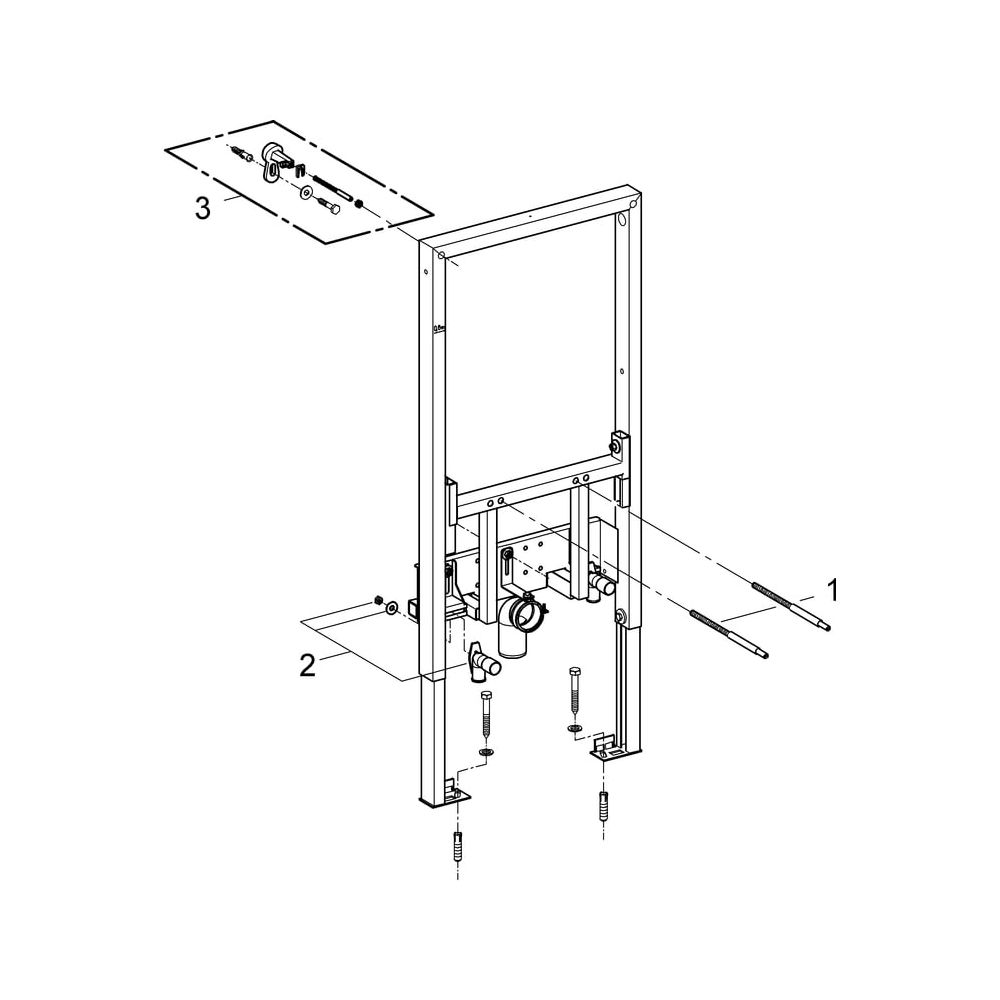 Grohe Bidet-Element Rapid SL, 1,00m Bauhöhe, für Vorwand- oder Ständerwandmontage, 2 sc... GROHE-38545000 4005176291272 (Abb. 5)