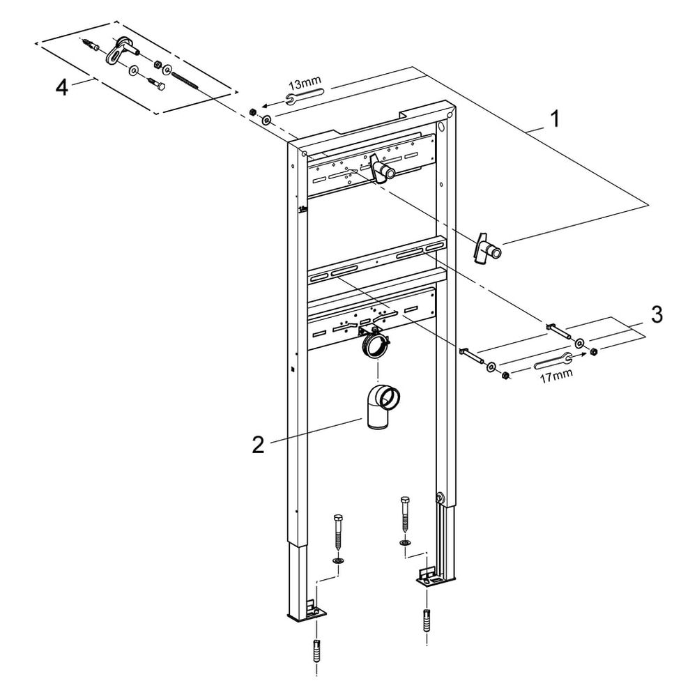 Grohe Rapid SL Waschtisch-Element, 1,30m Bauhöhe, für Wandbatterie, für Vorwand- oder S... GROHE-38546000 4005176291289 (Abb. 5)