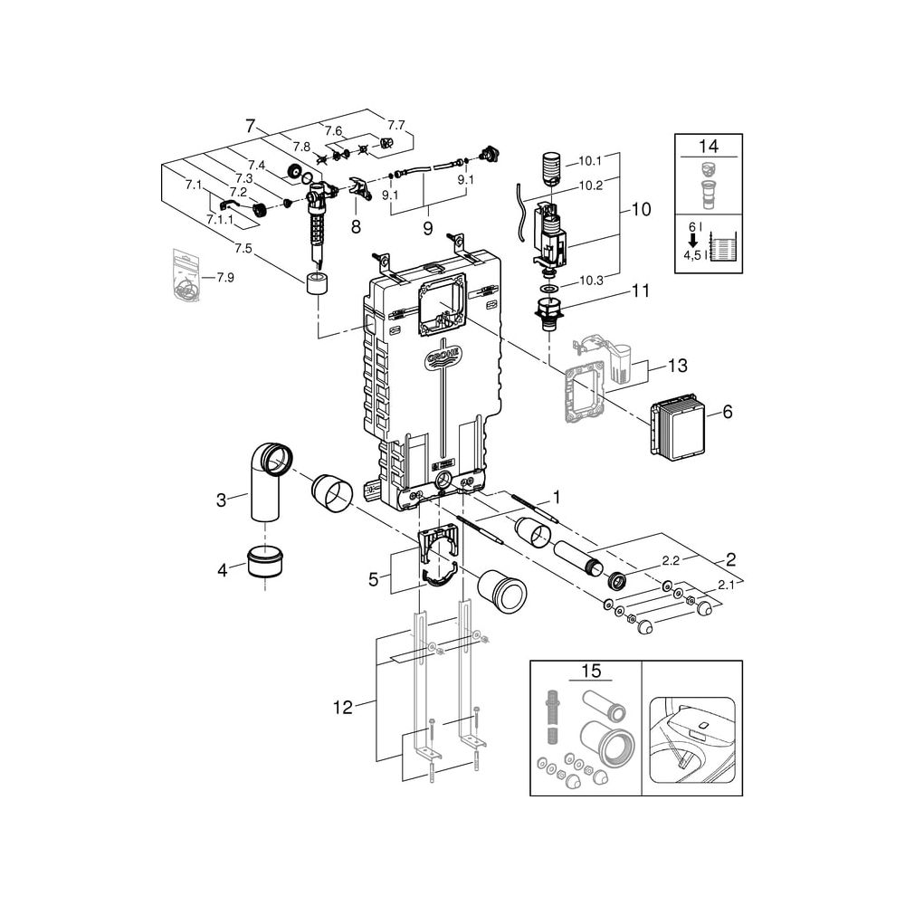 Grohe WC-Element Uniset mit Spülkasten GD 2, 38643001... GROHE-38643001 4005176865411 (Abb. 9)