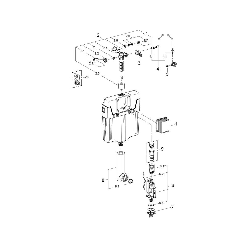 Grohe WC-Spülkasten, Wandeinbau, 6-9 Liter einstellbar, Start/Stopp oder 2 Mengen, 386... GROHE-38661000 4005176294907 (Abb. 11)