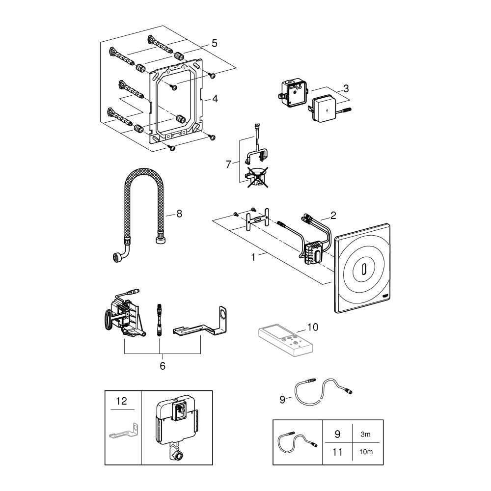 Grohe Tectron Surf Infrarot-Elektronik Wandeinbau für WC-Spülkästen 230V, mit Trafo 100... GROHE-38699001 4005176929588 (Abb. 8)
