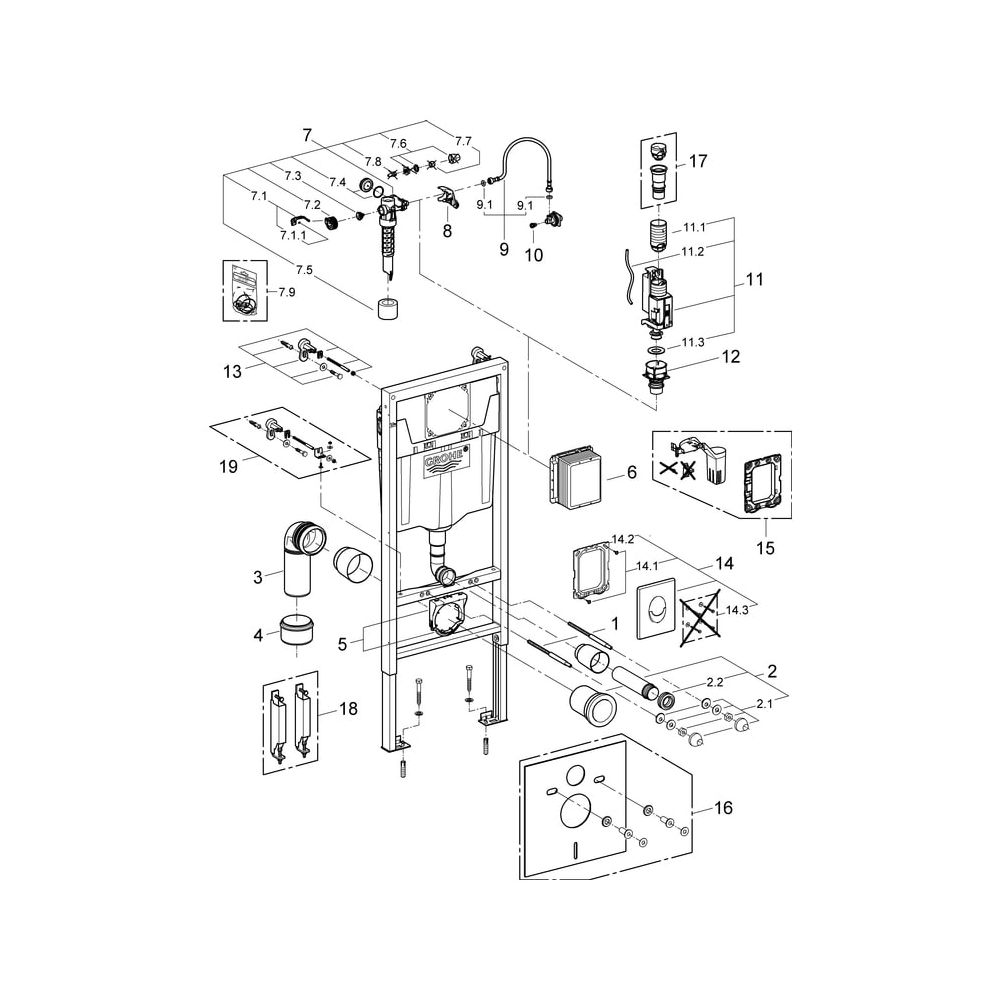 Grohe 3-in-1 Set für WC Rapid SL, Element für WC 1,13m Bauhöhe, Wandwinkel, WC-Betätigu... GROHE-38722001 4005176863424 (Abb. 8)