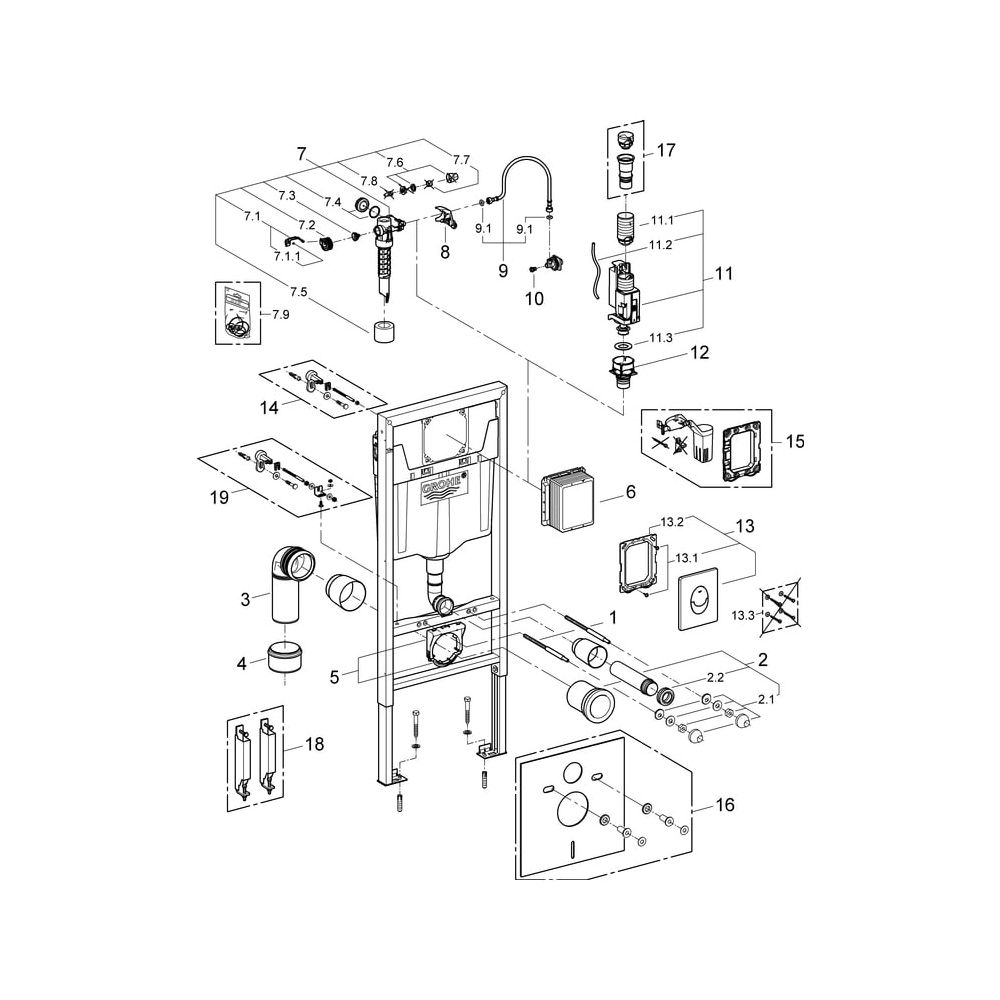 Grohe 2-in-1 Set für WC Rapid SL, Element für WC 1,13m Bauhöhe, WC-Betätigung Skate Air... GROHE-38764001 4005176863301 (Abb. 7)