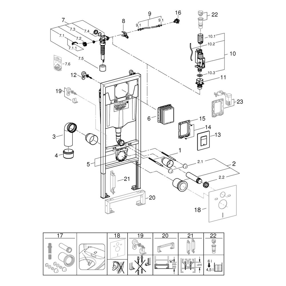 Grohe 3-in-1 Set für WC Rapid SL, Element für WC 1,13m Bauhöhe, Wandwinkel, WC-Betätigu... GROHE-38772001 4005176863288 (Abb. 9)