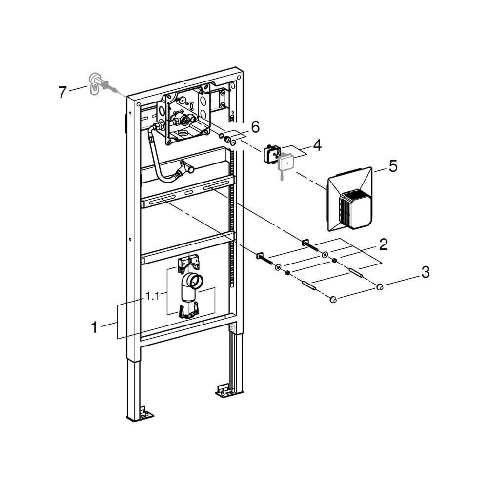 Grohe Rapid SL Urinal-Montageelement Trockenbau, Rapido U, BH 113-130cm, höhenverstellb... GROHE-38786001 4005176864025 (Abb. 6)