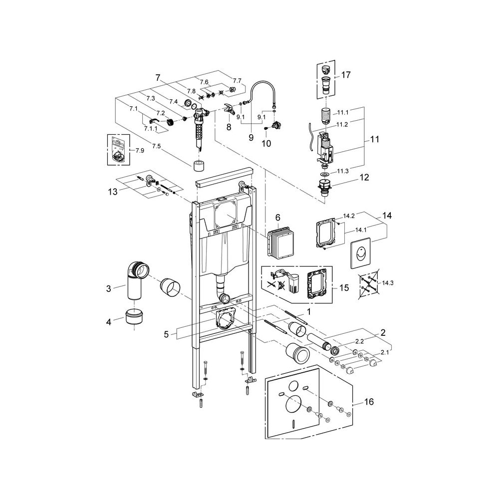Grohe 3-in-1 Set für Wand-WC Rapid SL Projekt, 1,13m Bauhöhe, Rapid SL Element für WC, ... GROHE-38839000 4005176875618 (Abb. 7)