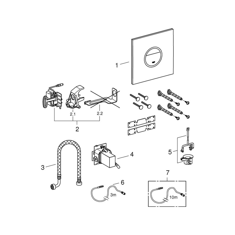 Grohe Veris Light WC-Betätigung mit LED in Blau, Rot, Gelb, Weiß, Moon White, 38915LS0... GROHE-38915LS0 4005176897115 (Abb. 8)