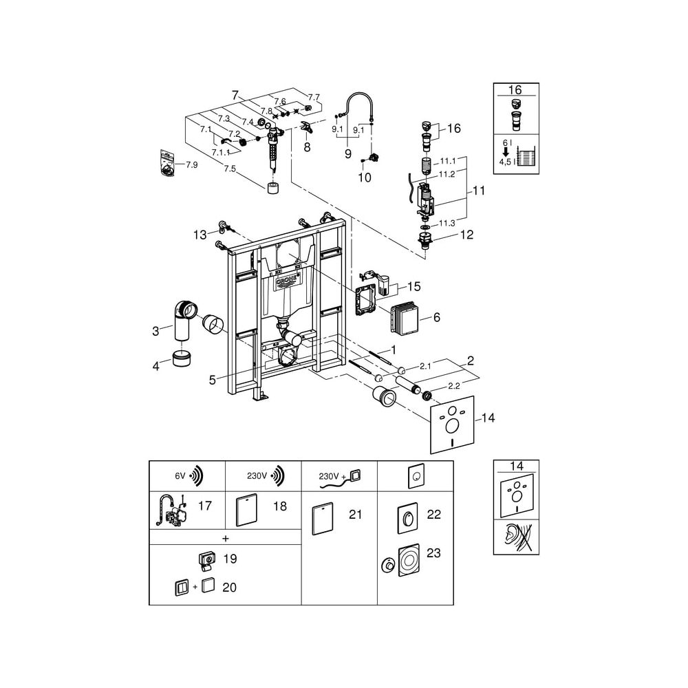Grohe Wand-WC-Element Rapid SL, 1,13m Bauhöhe, mit Spülkasten GD 2, für Vorwand-/Stände... GROHE-39140000 4005176315268 (Abb. 8)