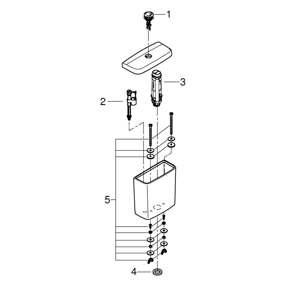 Grohe Aufsatzspülkasten Bau Keramik, Anschluss unten, 348x775x153mm, 2-Mengen-Spülung, ... GROHE-39436000 4005176406331 (Abb. 5)