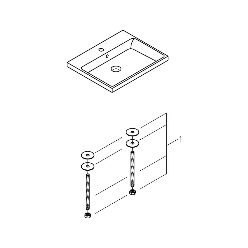 Grohe Cube Keramik Einbauwaschtisch, Einbau von oben, 605x490mm, 1 Hahnloch, 2 vorgesto... GROHE-3947900H 4005176442636 (Abb. 8)