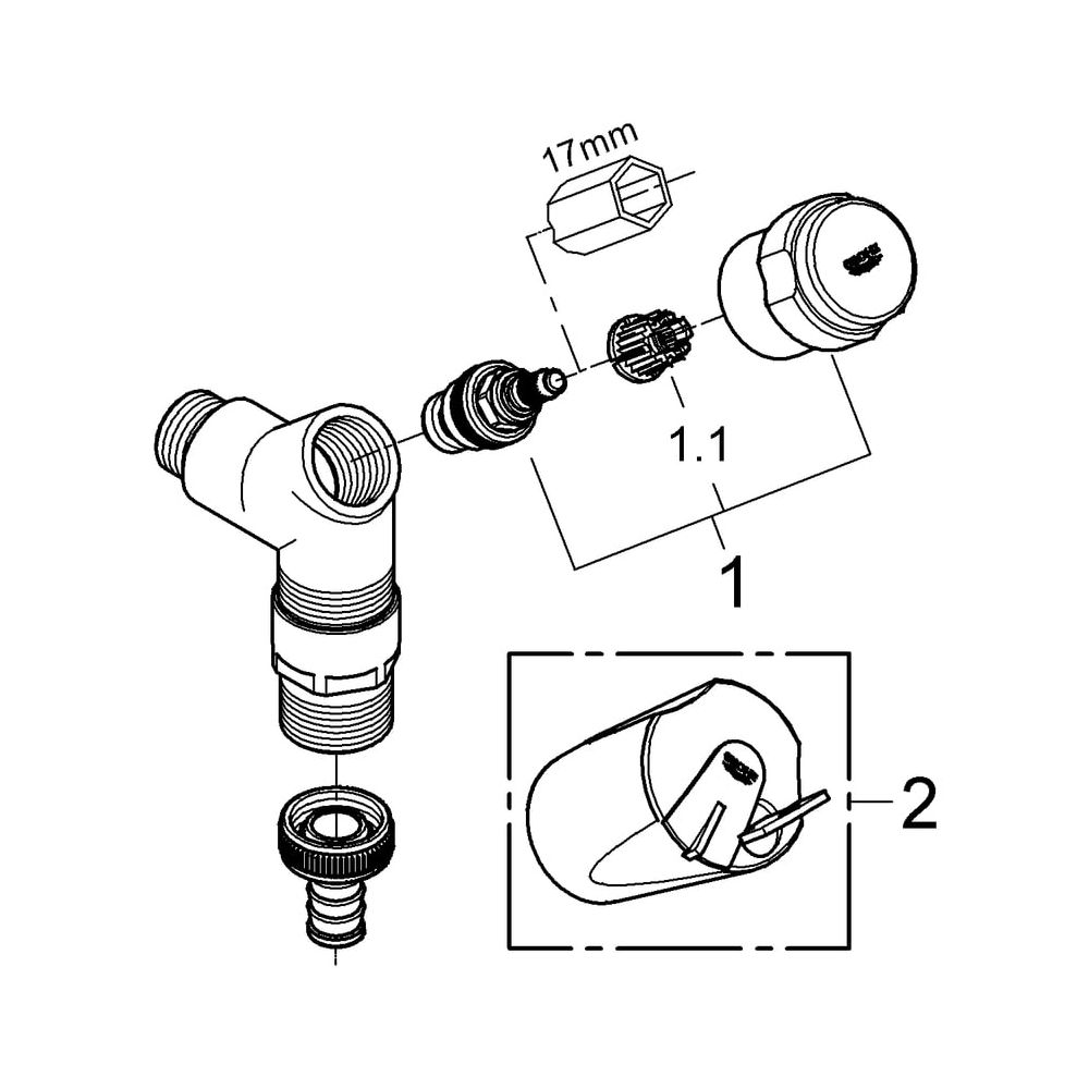Grohe Original WAS Anschlussventil, DN 15, Wandmontage, integrierte Schlauchplatzsicher... GROHE-41015000 4005176281860 (Abb. 5)