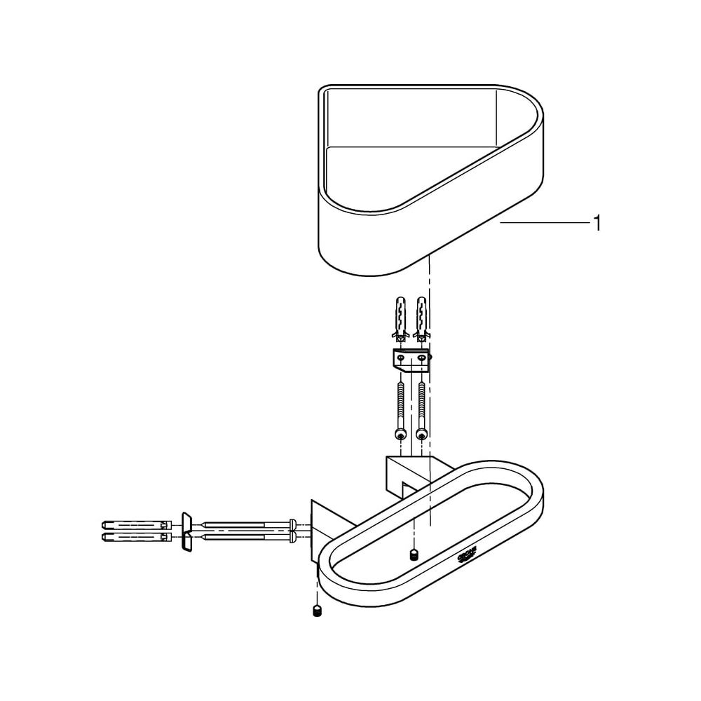 Grohe Eck-Duschablage Selection mit Halterung Hard Graphite gebürstet, Metall/Kunststof... GROHE-41038AL0 4005176577284 (Abb. 7)