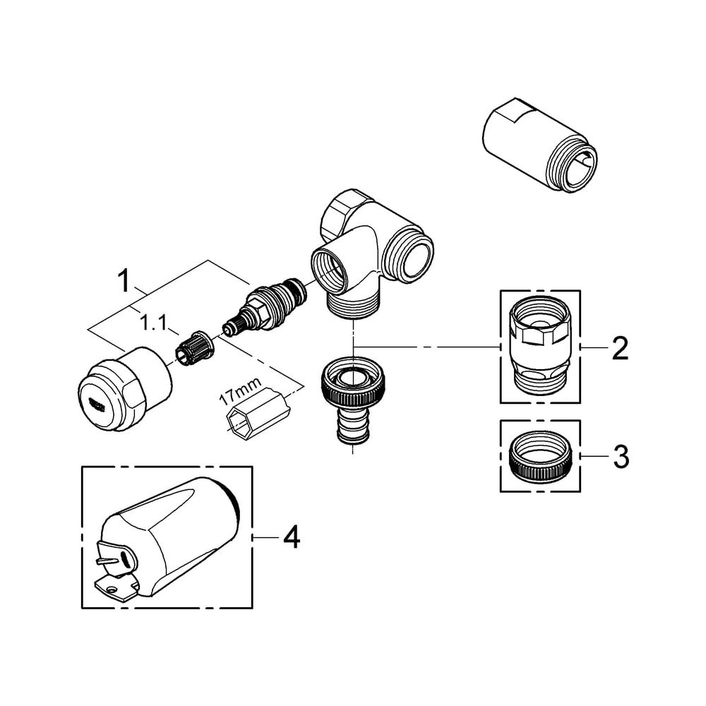 Grohe Original WAS Ventil Batterie DN 20, Wandmontage, Anschluss links, Fettkammer-Ober... GROHE-41040000 4005176281983 (Abb. 5)