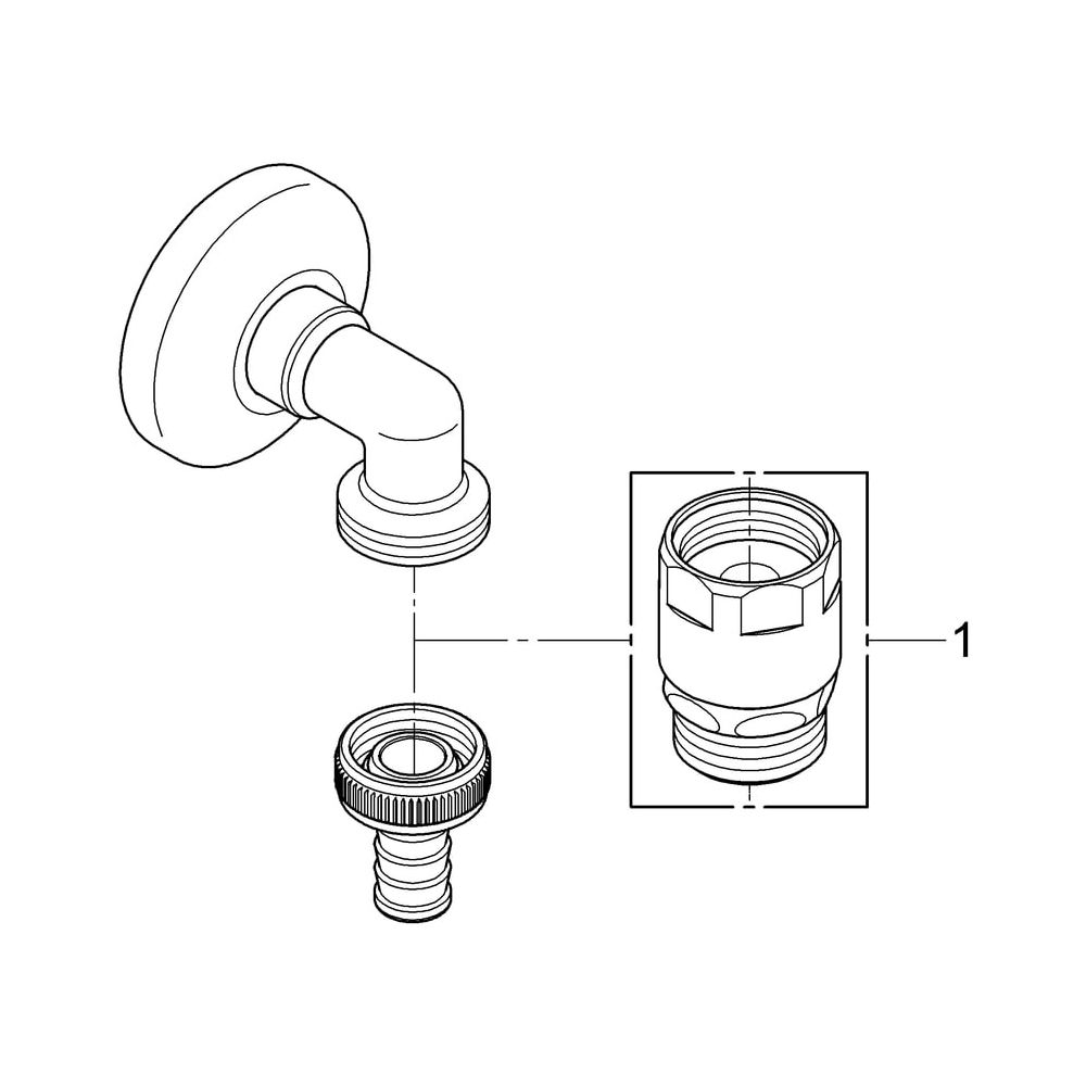 Grohe Original WAS-Schlauchanschlussbogen DN 15 für Unterputzmontage, Chrom, 41125000... GROHE-41125000 4005176282430 (Abb. 5)