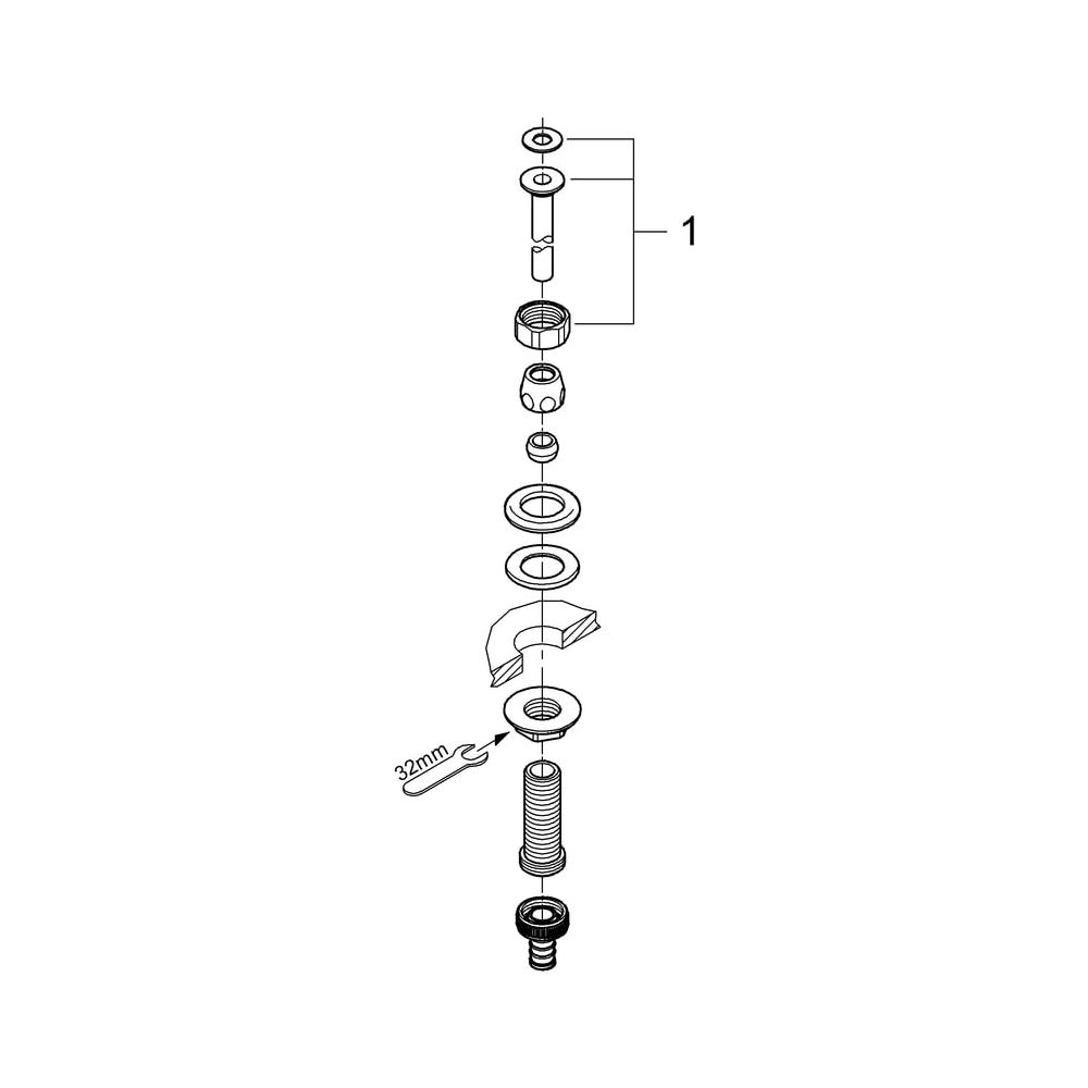 Grohe Original WAS Spülendurchführung Eggemann DN 15, Spültischmontage, bis 70mm verste... GROHE-41130000 4005176282454 (Abb. 5)