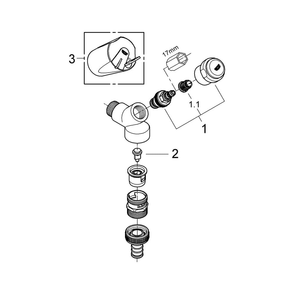 Grohe Armaturenkombination DN 15 Schrägsitzausführung Rohrbelüfter Bauform C, Chrom, 41... GROHE-41190000 4005176280153 (Abb. 5)