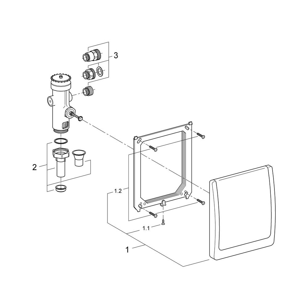 Grohe WC-Druckspüler Wandeinbau DN 20 Austauscharmatur mit Classic-Abdeckplatte 220x255... GROHE-42901000 4005176167027 (Abb. 5)