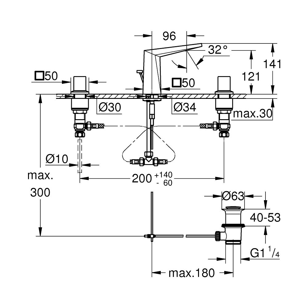 Grohe Allure Brilliant 3-Loch-Waschtischbatterie, Supersteel, flacher Auslauf... GROHE-20626DC0 4005176760150 (Abb. 6)