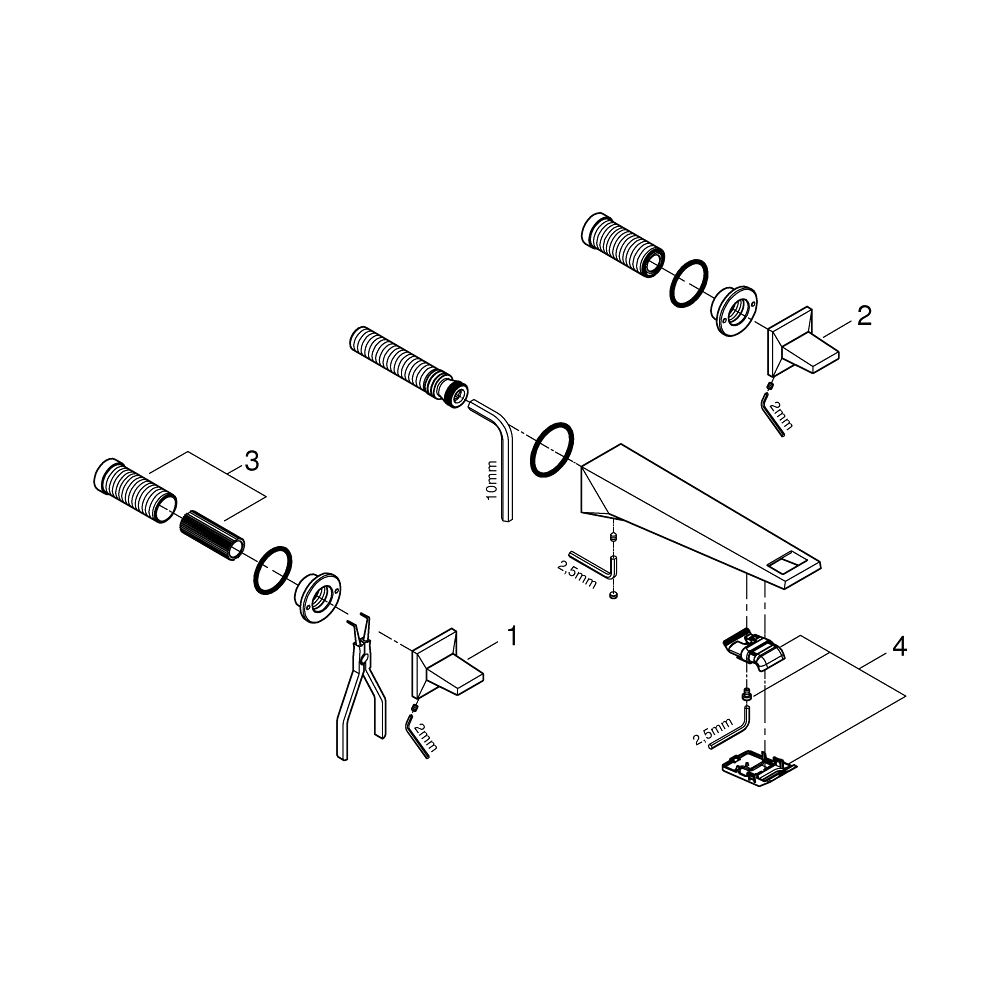 Grohe Allure Brilliant 3-Loch-Waschtisch-Wandbatterie Hard Graphite gebürstet, Ausladun... GROHE-20629AL0 4005176759611 (Abb. 5)
