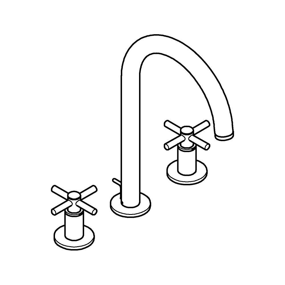 Grohe Atrio 3-Loch-Waschtischbatterie Hard Graphite gebürstet, Rohrauslauf, mit Kreuzgr... GROHE-20643AL0 4005176762901 (Abb. 3)