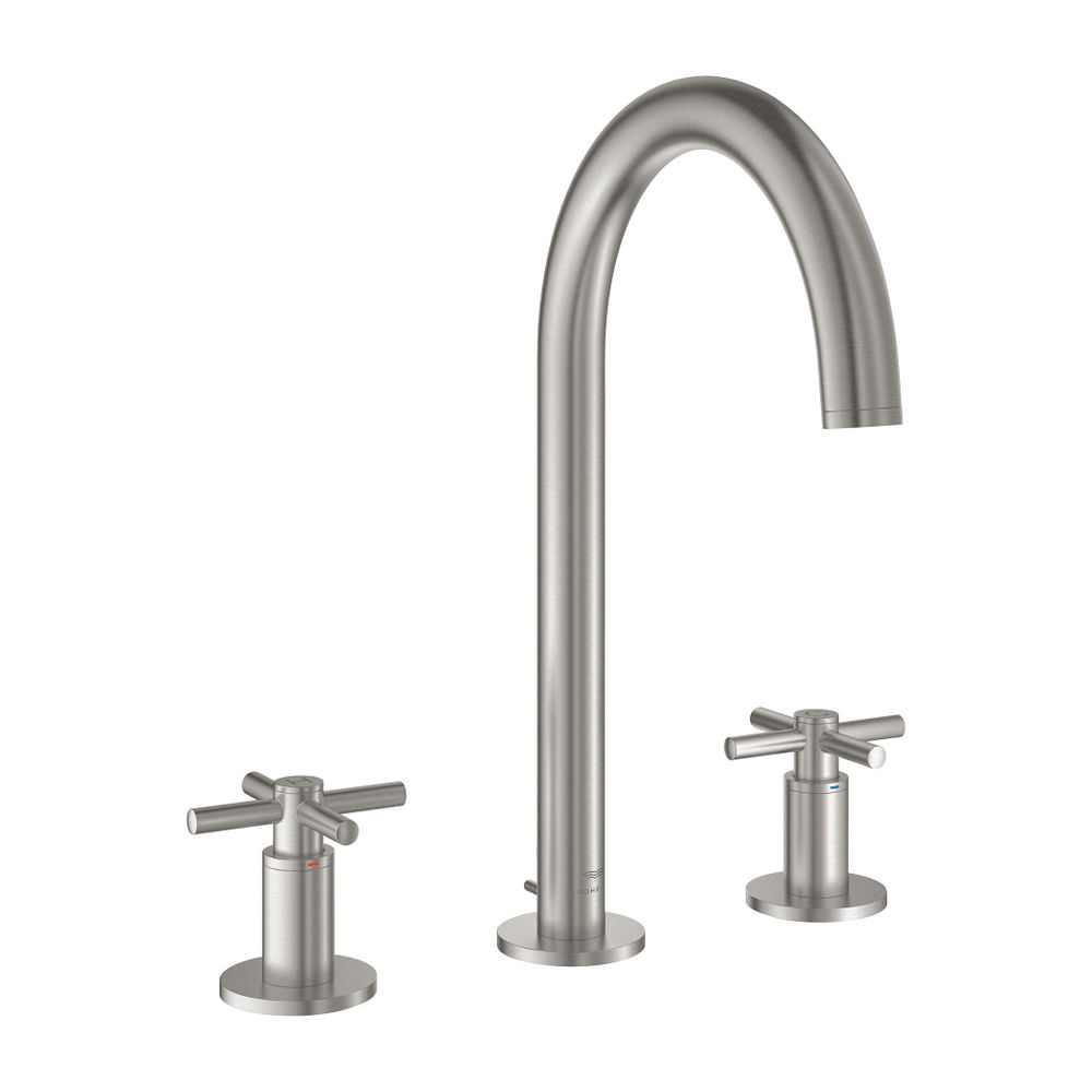 Grohe Atrio 3-Loch-Waschtischbatterie Supersteel, Rohrauslauf, mit Kreuzgriffen, 1 1/4"... GROHE-20643DC0 4005176762925 (Abb. 2)