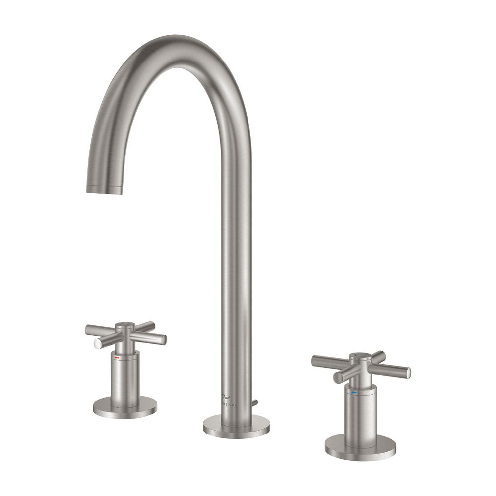 Grohe Atrio 3-Loch-Waschtischbatterie Supersteel, Rohrauslauf, mit Kreuzgriffen, 1 1/4"... GROHE-20643DC0 4005176762925 (Abb. 1)