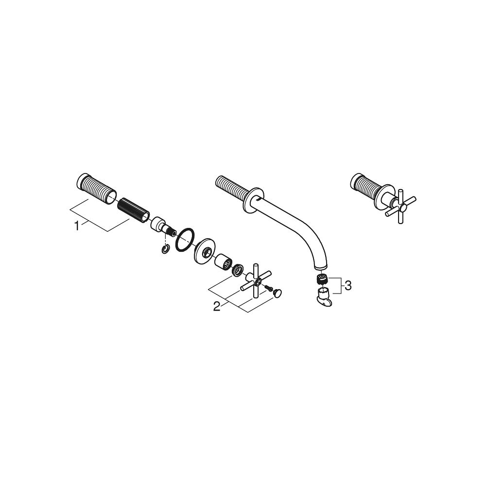 Grohe Atrio 3-Loch-Waschtischbatterie Chrom, Fertigmontageset, mit Kreuzgriffen, Wandmo... GROHE-20661000 4005176763090 (Abb. 6)
