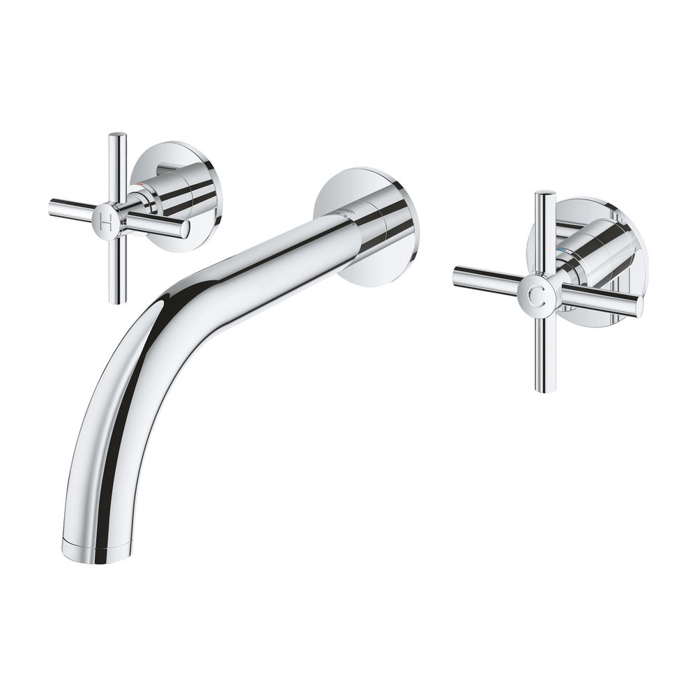 Grohe Atrio 3-Loch-Waschtischbatterie Chrom, Fertigmontageset, mit Kreuzgriffen, Wandmo... GROHE-20661000 4005176763090 (Abb. 1)
