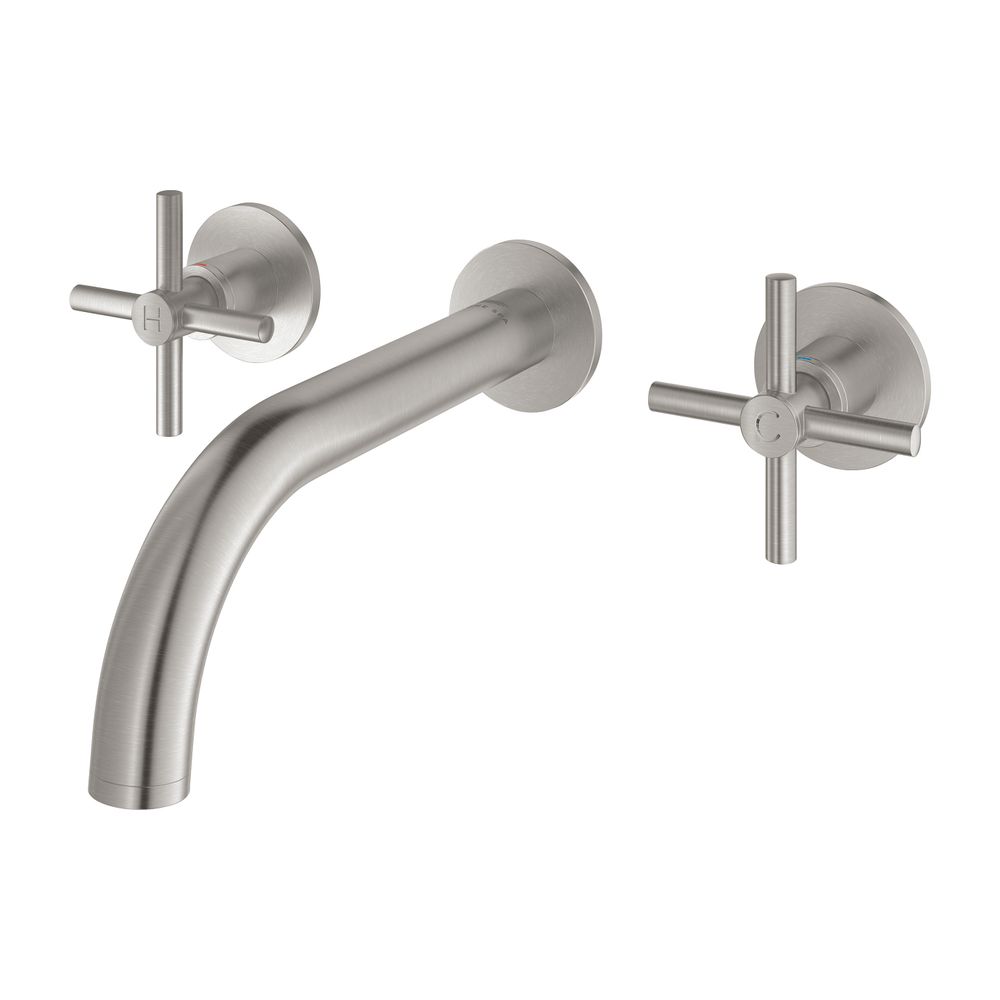Grohe Atrio 3-Loch-Waschtischbatterie Supersteel, Fertigmontageset, mit Kreuzgriffen, W... GROHE-20661DC0 4005176763137 (Abb. 1)