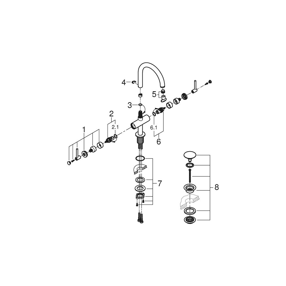 Grohe Atrio Waschtisch-Einlochbatterie, L-Size, mit Hebelgriffen, Push-open Ablaufgarni... GROHE-21145AL0 4005176763335 (Abb. 3)