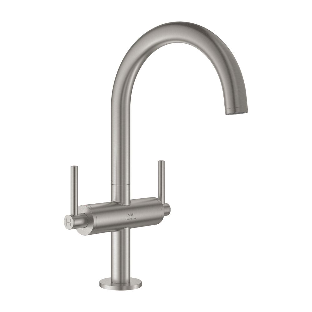 Grohe Atrio Waschtisch-Einlochbatterie 1/2" L-Size, Supersteel, mit Hebelgriffen, 1 1/4... GROHE-21145DC0 4005176763359 (Abb. 1)