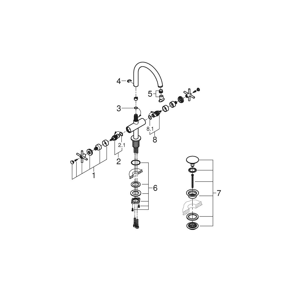 Grohe Atrio Waschtisch-Einlochbatterie 1/2" XL-Size, Warm Sunset, mit Kreuzgriff, für f... GROHE-21149DA0 4005176761232 (Abb. 4)