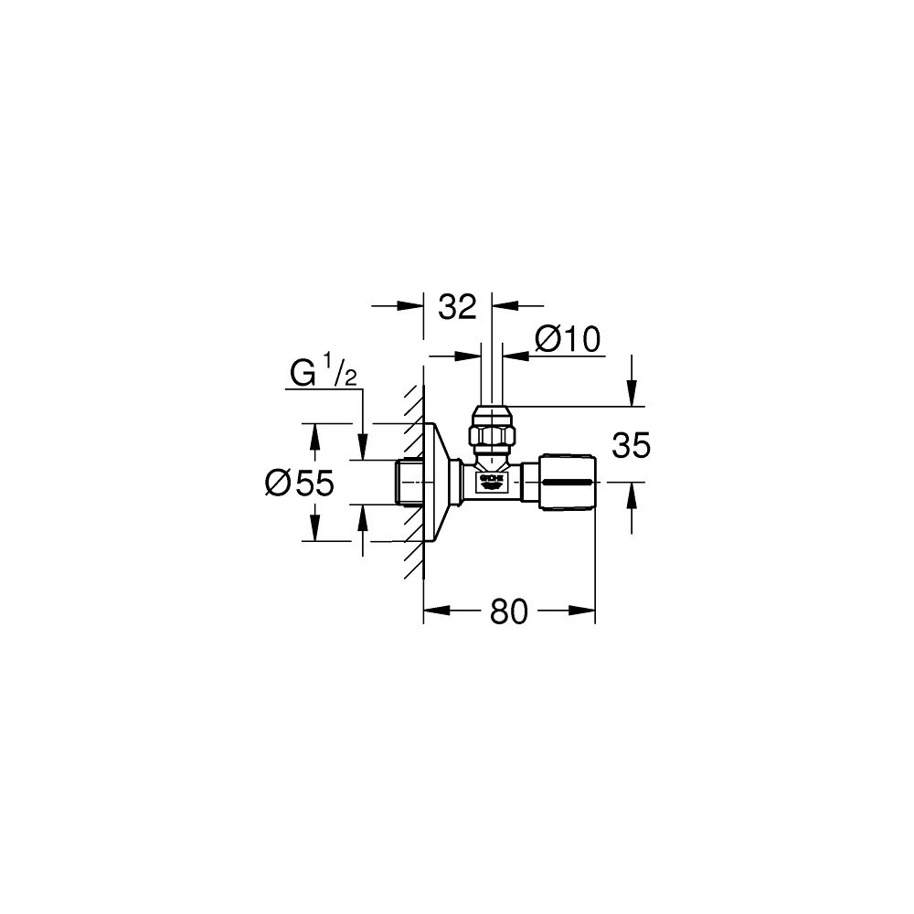 Grohe Eckventil Phantom Black, langer Schubschaft, Schubrosette, Wandanschluss 1/2", Ab... GROHE-22074KF0 4005176782640 (Abb. 2)