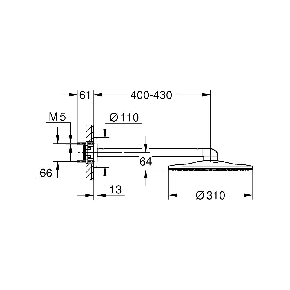 Grohe Rainshower SmartActive 310 Kopfbrauseset, Phantom Black, 2 Strahlarten, Brausearm... GROHE-22123KF0 4005176782572 (Abb. 5)