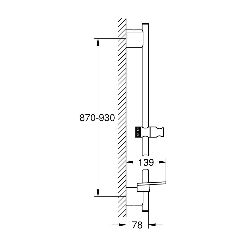 Grohe Rainshower SmartActive Brausestange, 900mm, Wandhalter Metall, Ablage, Phantom Bl... GROHE-22125KF0 4005176782619 (Abb. 4)