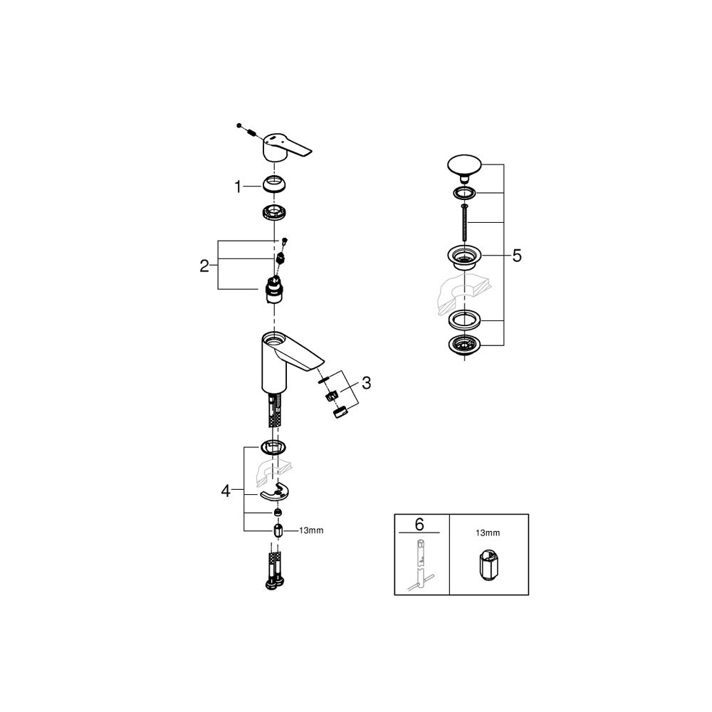 Grohe Start Einhand-Waschtischbatterie 23551002, 1/2", S-Size, mit QuickFix, Chrom, 235... GROHE-23551002 4005176624117 (Abb. 4)