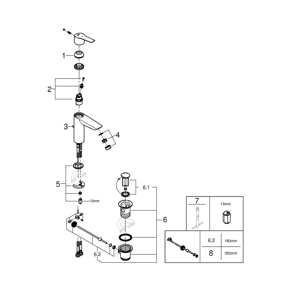 Grohe Start Einhand-Waschtischbatterie, 1/2", M-Size, mit QuickFix, Chrom, 23552002... GROHE-23552002 4005176624124 (Abb. 4)