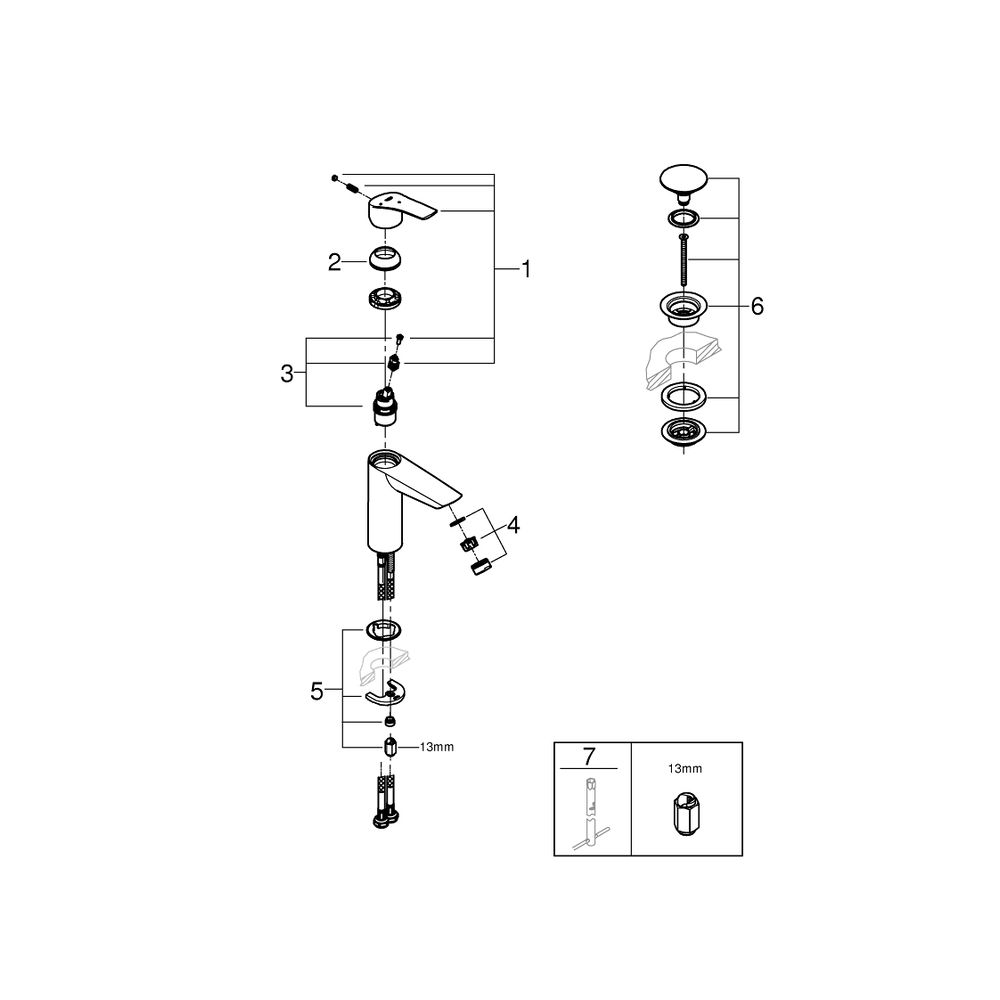 Grohe Start Einhand-Waschtischbatterie, 1/2", M-Size, Chrom, 23746002... GROHE-23746002 4005176624162 (Abb. 4)