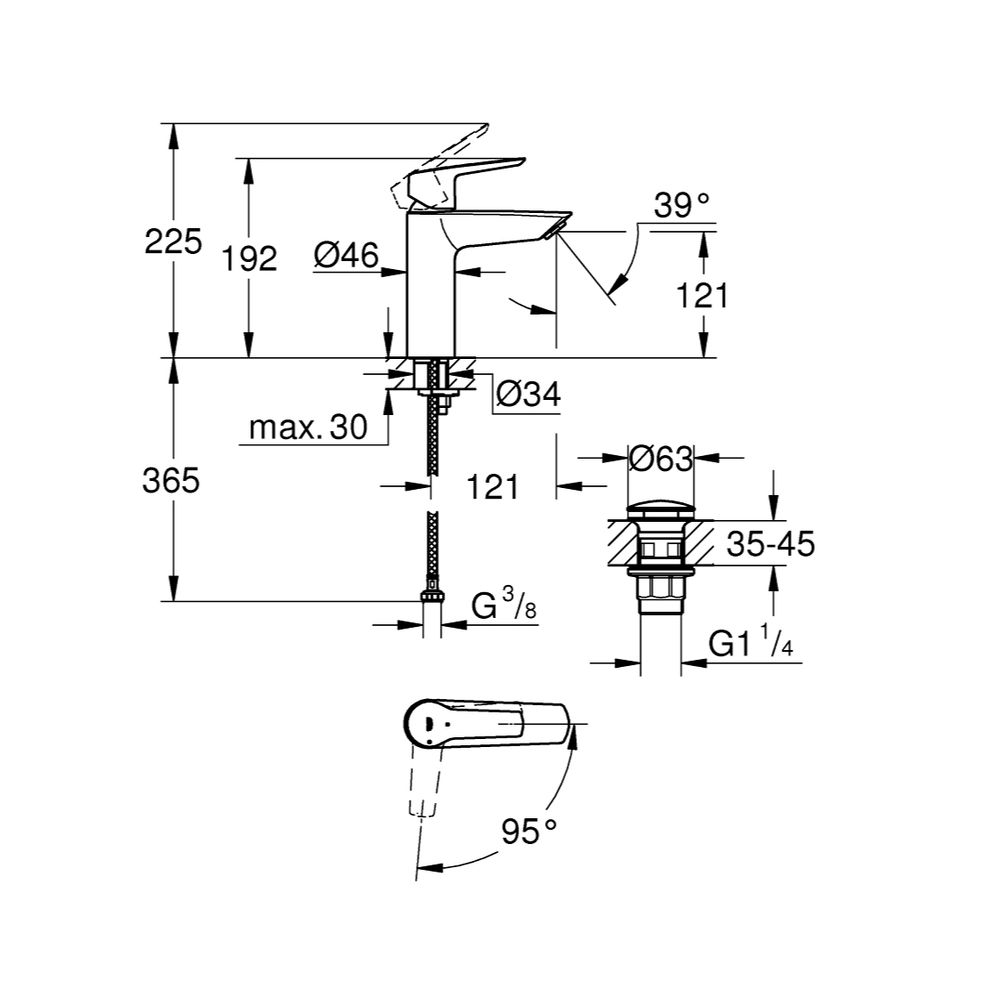 Grohe Start Einhand-Waschtischbatterie, 1/2", M-Size, Chrom, 23746002... GROHE-23746002 4005176624162 (Abb. 3)