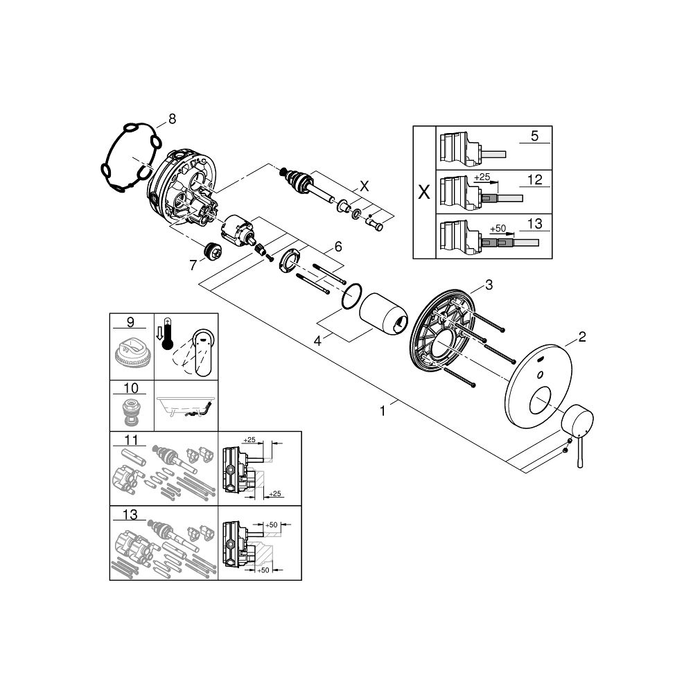 Grohe Essence 1-Loch-Einhand-Wannenbatterie Phantom Black, Professional Edition, Fertig... GROHE-24167KF1 4005176782343 (Abb. 5)