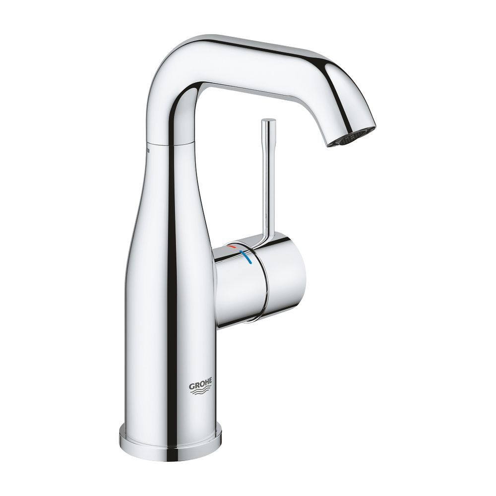 Grohe Essence 1-Loch-Einhand-Waschtischbatterie M-Size, Chrom, Push-Open-Garnitur, schw... GROHE-24181001 4005176698460 (Abb. 1)
