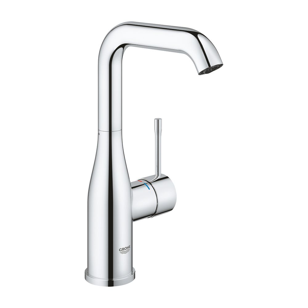 Grohe Essence 1-Loch-Einhand-Waschtischbatterie L-Size, Chrom, Push-Open-Garnitur, schw... GROHE-24182001 4005176698484 (Abb. 1)