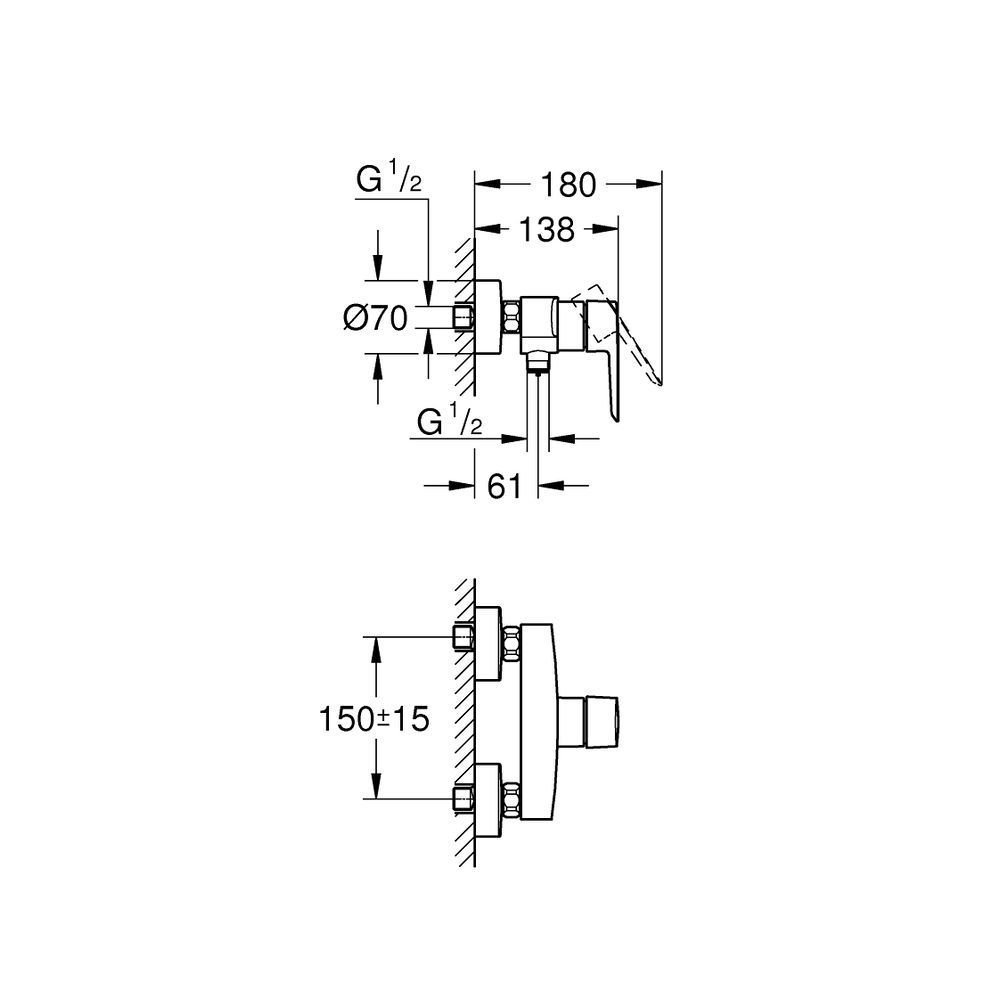 Grohe Start Einhand-Brausebatterie 1/2", Chrom, 24208002... GROHE-24208002 4005176727429 (Abb. 4)