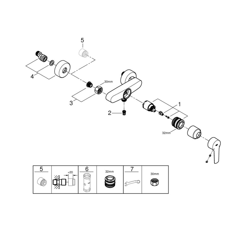 Grohe Start Einhand-Brausebatterie 1/2", Chrom, 24208002... GROHE-24208002 4005176727429 (Abb. 3)