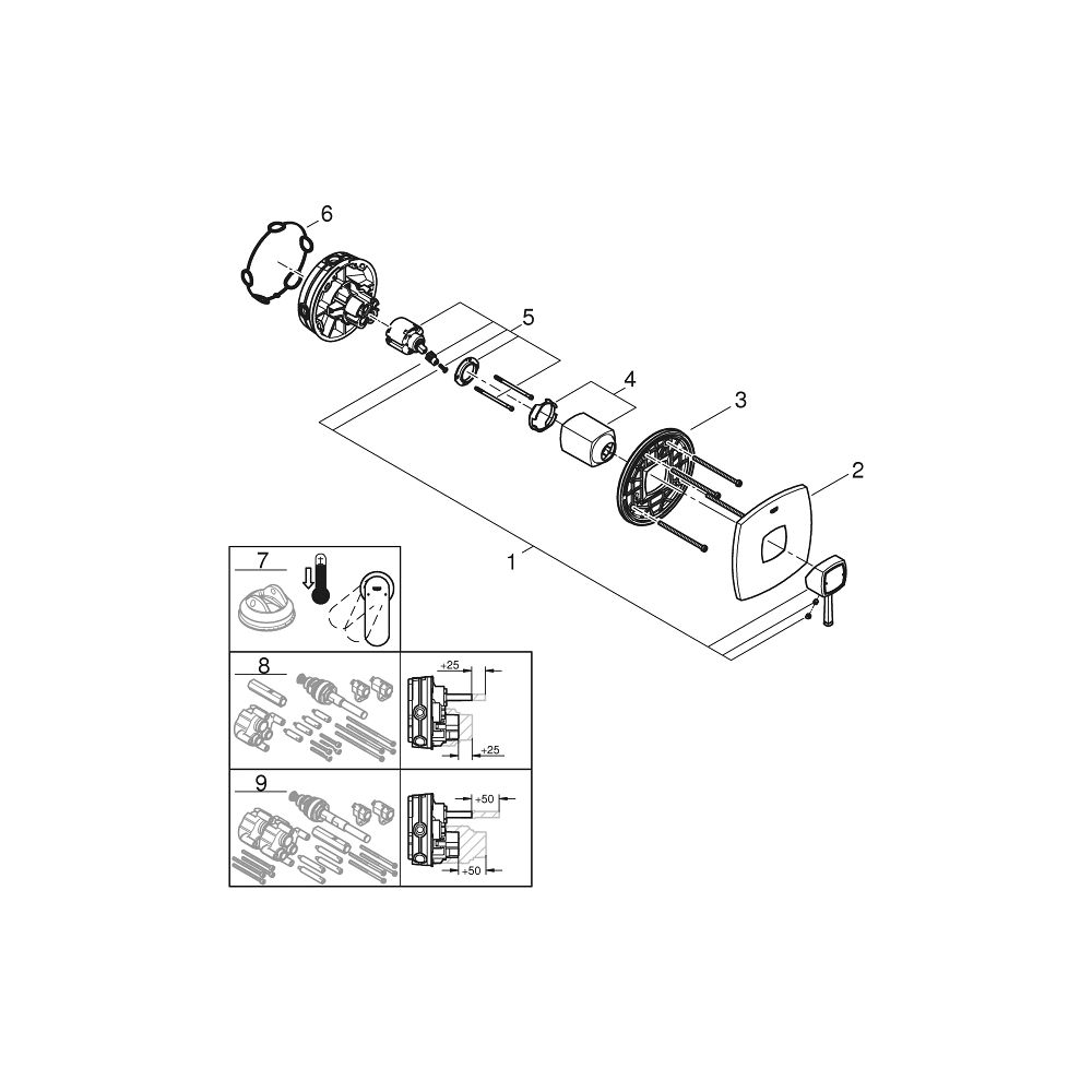 Grohe Grandera 1-Loch-Einhand-Brausebatterie Chrom, Fertigmontageset für Rapido SmartBo... GROHE-24259000 4005176758348 (Abb. 8)